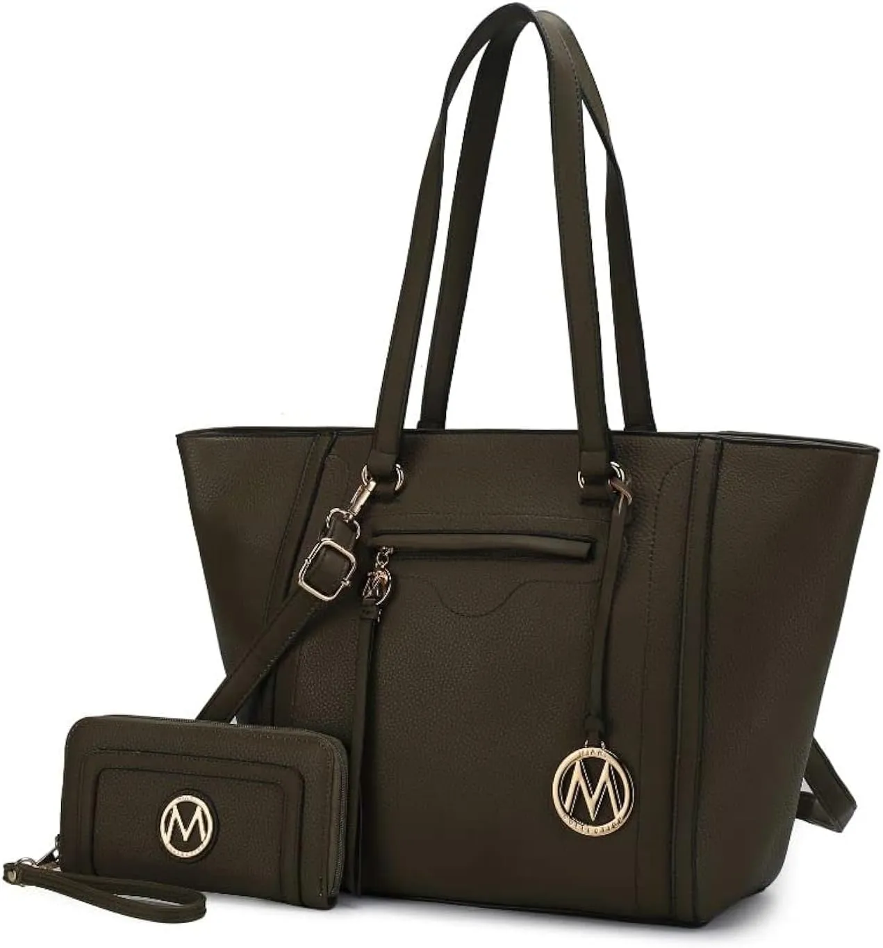 MKF Crossbody Tote Bag for Women & Wristlet Purse Set – PU Leather Top-Handle Satchel Shoulder Handbag