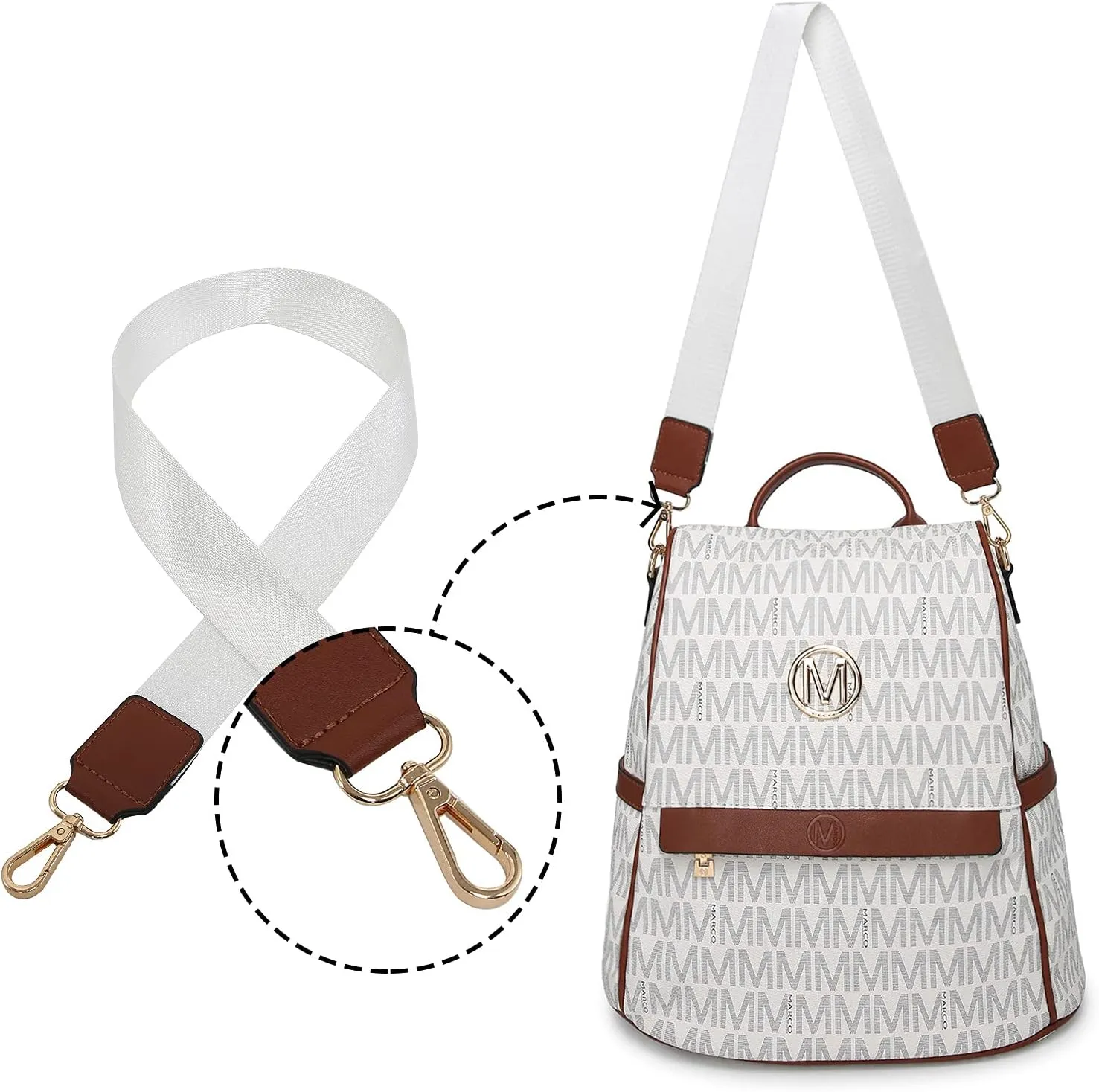 MKP Women Fashion Backpack Purse Multi Pockets Signature Anti-Theft Rucksack Travel Ladies Shoulder Bag Handbag 2Pcs