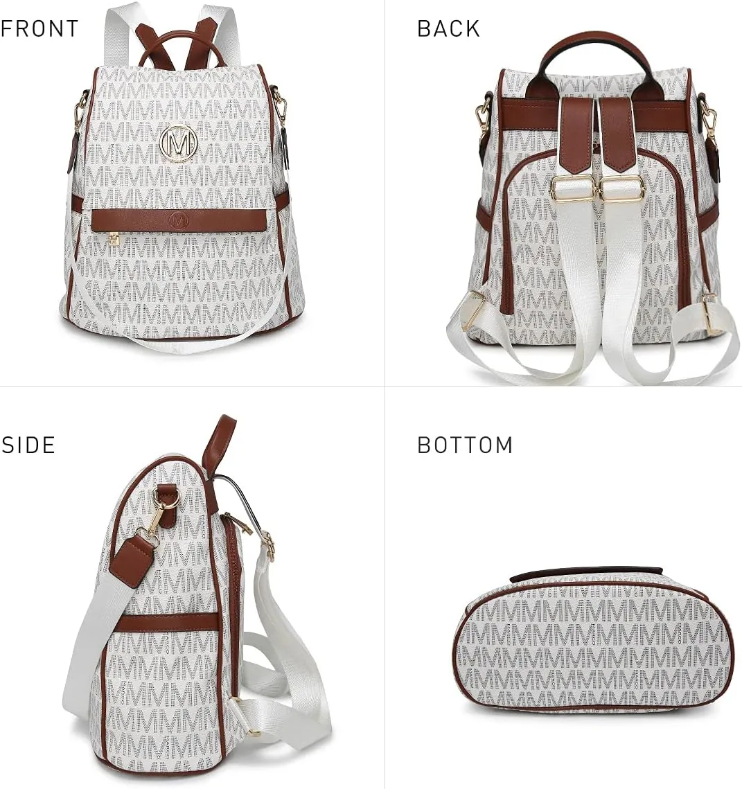 MKP Women Fashion Backpack Purse Multi Pockets Signature Anti-Theft Rucksack Travel Ladies Shoulder Bag Handbag 2Pcs
