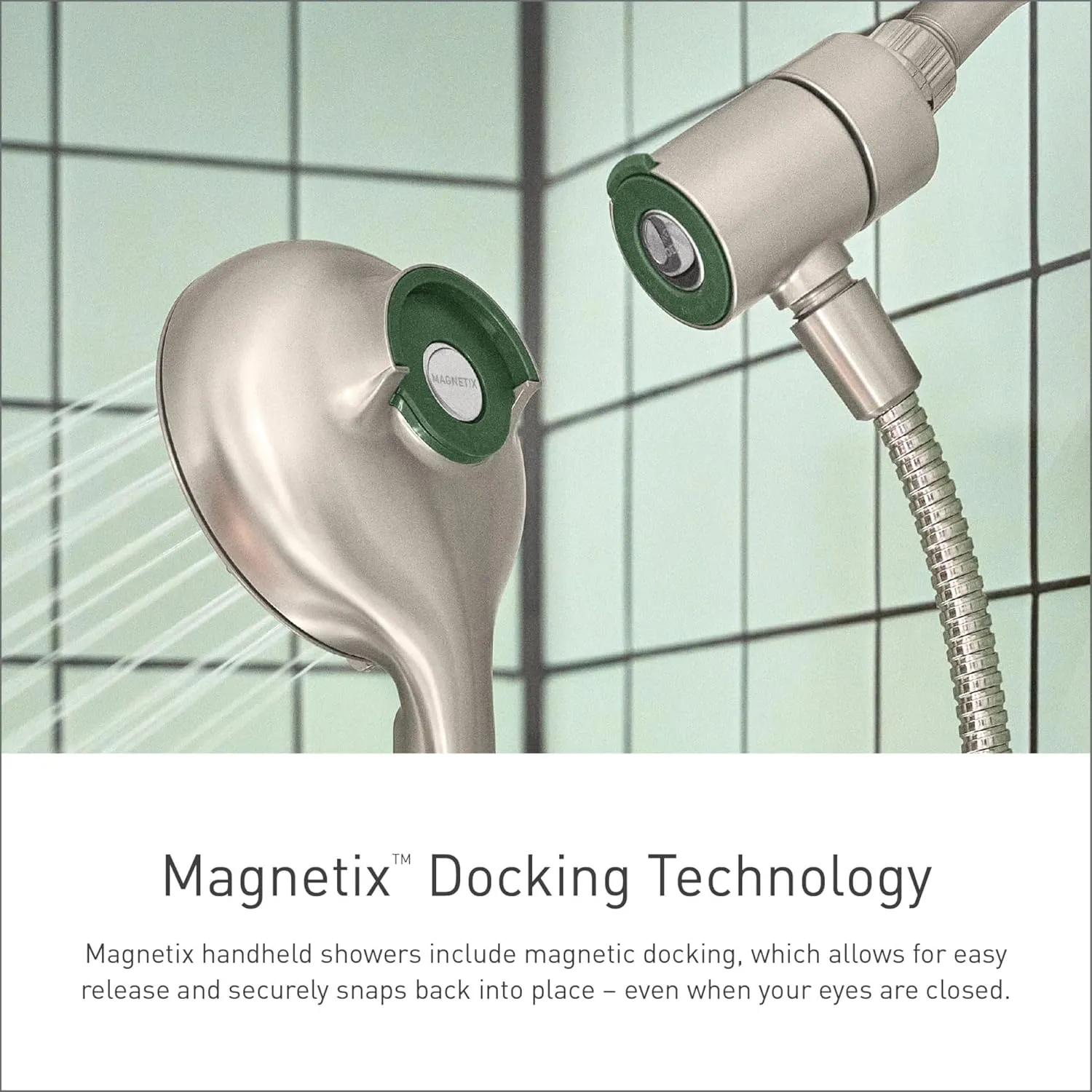 Moen Engage Magnetix Chrome Multi-Function Handshower and Rainfall Shower Head Trim Combo with Shower Handle, Tub Spout, Metal Hose and Valve, 82304