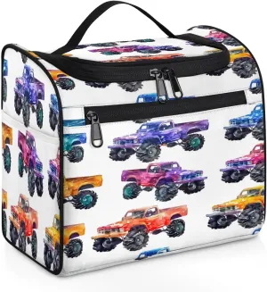 Monster Trucks Travel Toiletry Bag for Women Large Capacity Wide-open Makeup Organizer Cosmetic Travel Bags for Toiletries