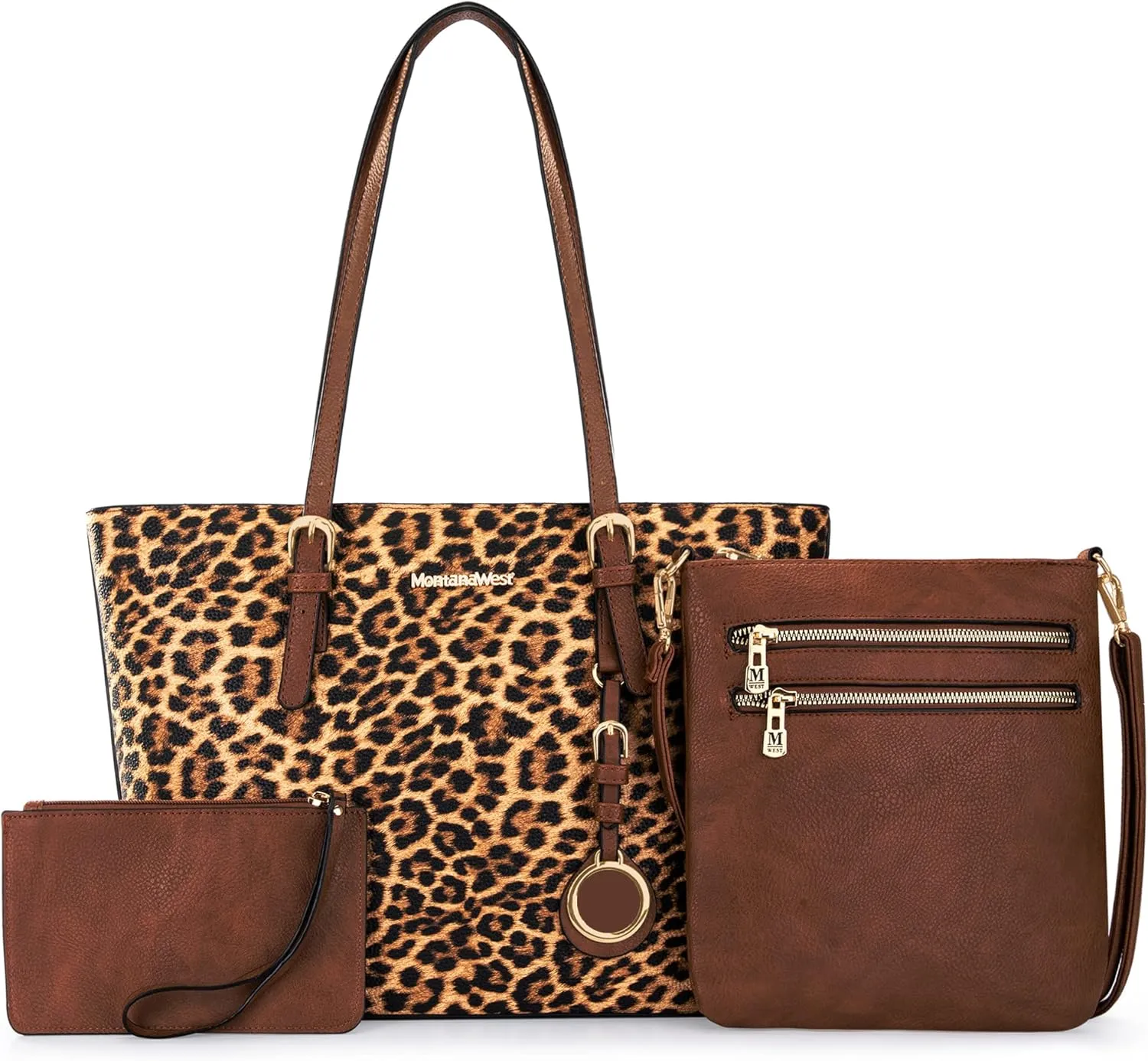 Montana West Purses for Women Tote Bag 3Pcs Set Leopard Print Satchel Handbags
