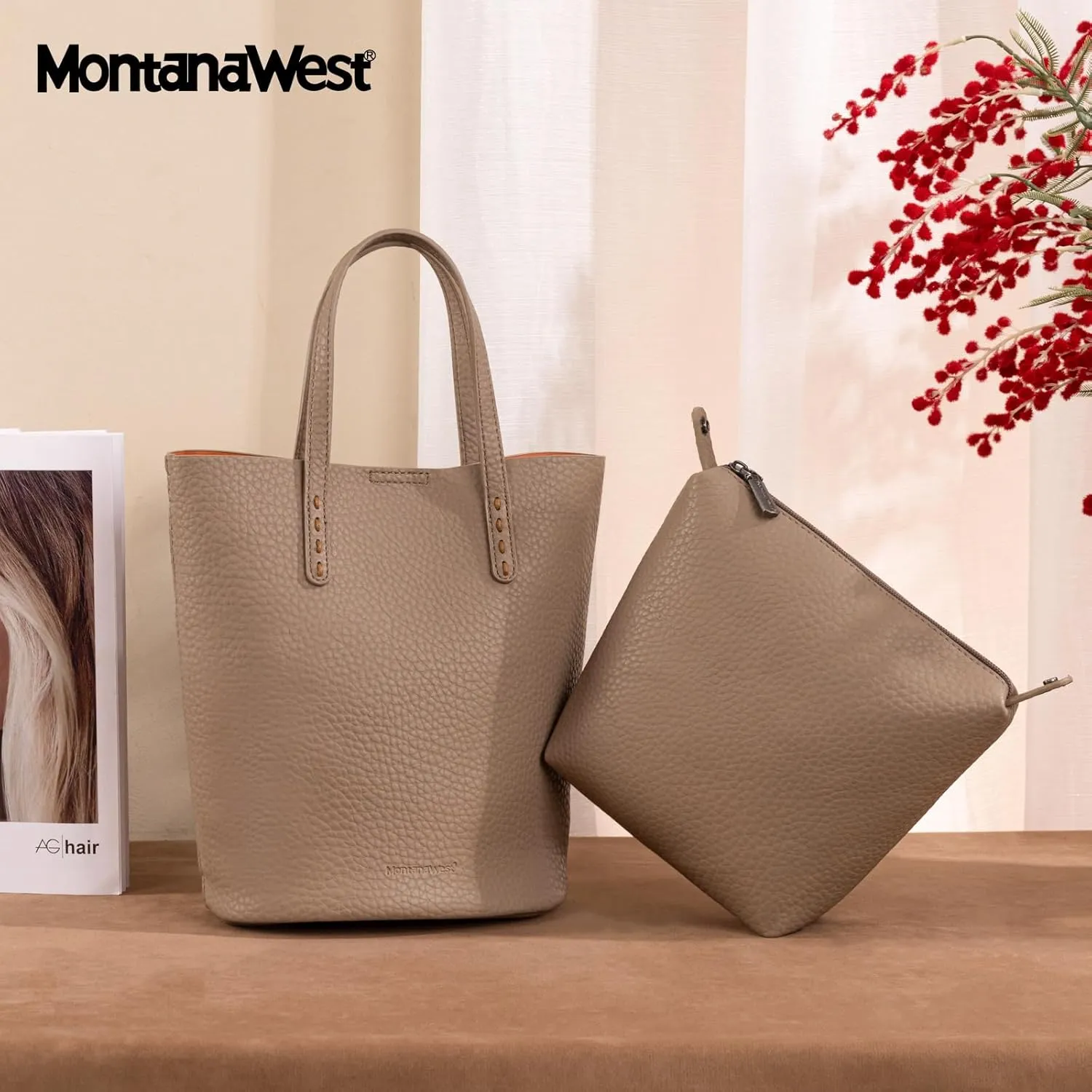 Montana West Small Bucket Purses for Women Top Handle Purses and Satchel Handbags with Cosmetic Bag