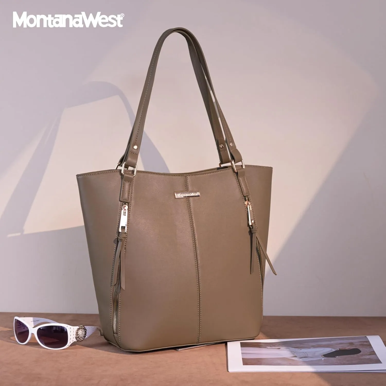 Montana West Tote Bag for Women Handbag Shoulder Top-handle Purses with Zipper