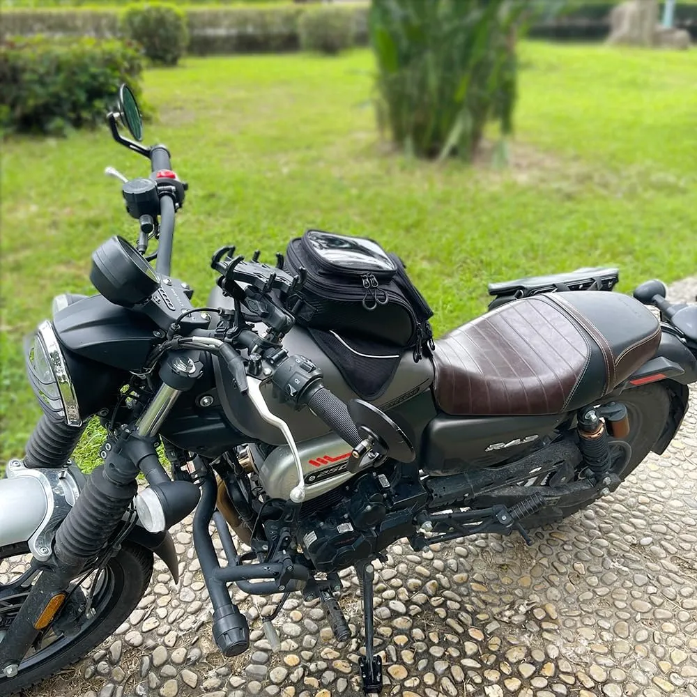 Motorcycle Tank Bag，Waterproof, with super magnetic thickened magnet Black 1680D PVC petrol tank bag, large window cell phone bag, suitable for Suzuki Kawasaki Honda Harley Yamaha.