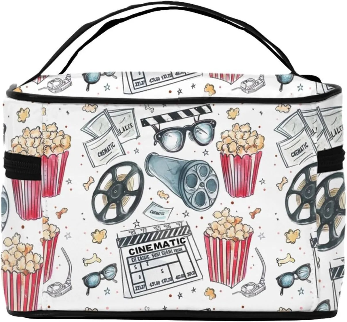 Movie Theme Makeup Bag for Women Travel Cosmetic Bag Large Makeup Case Portable Toiletry Skincare Organizer Bag