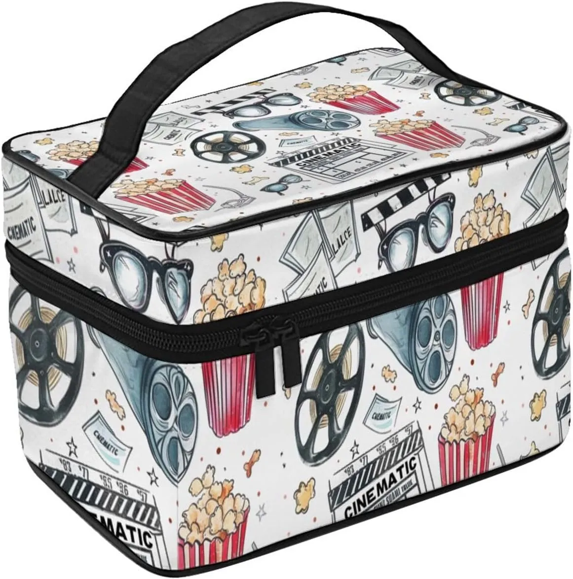 Movie Theme Makeup Bag for Women Travel Cosmetic Bag Large Makeup Case Portable Toiletry Skincare Organizer Bag