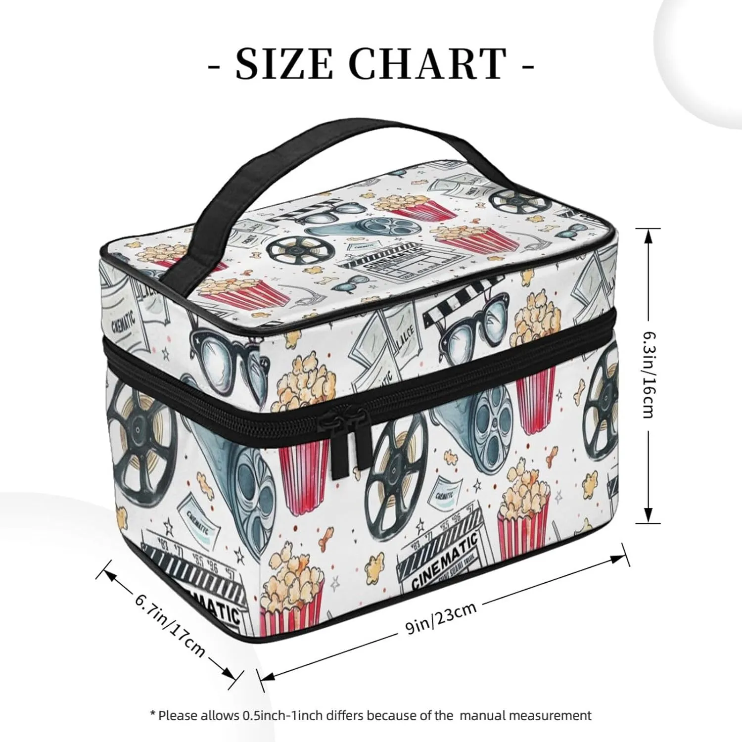 Movie Theme Makeup Bag for Women Travel Cosmetic Bag Large Makeup Case Portable Toiletry Skincare Organizer Bag