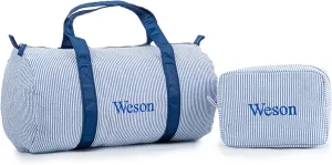 MT WORLD Personalized Kids Duffle Bag,Seersucker Travel Bag & Cosmetic Bag,Toddler Dance Bag, Seersucker Weekender Bag,Small Personal Items Bags