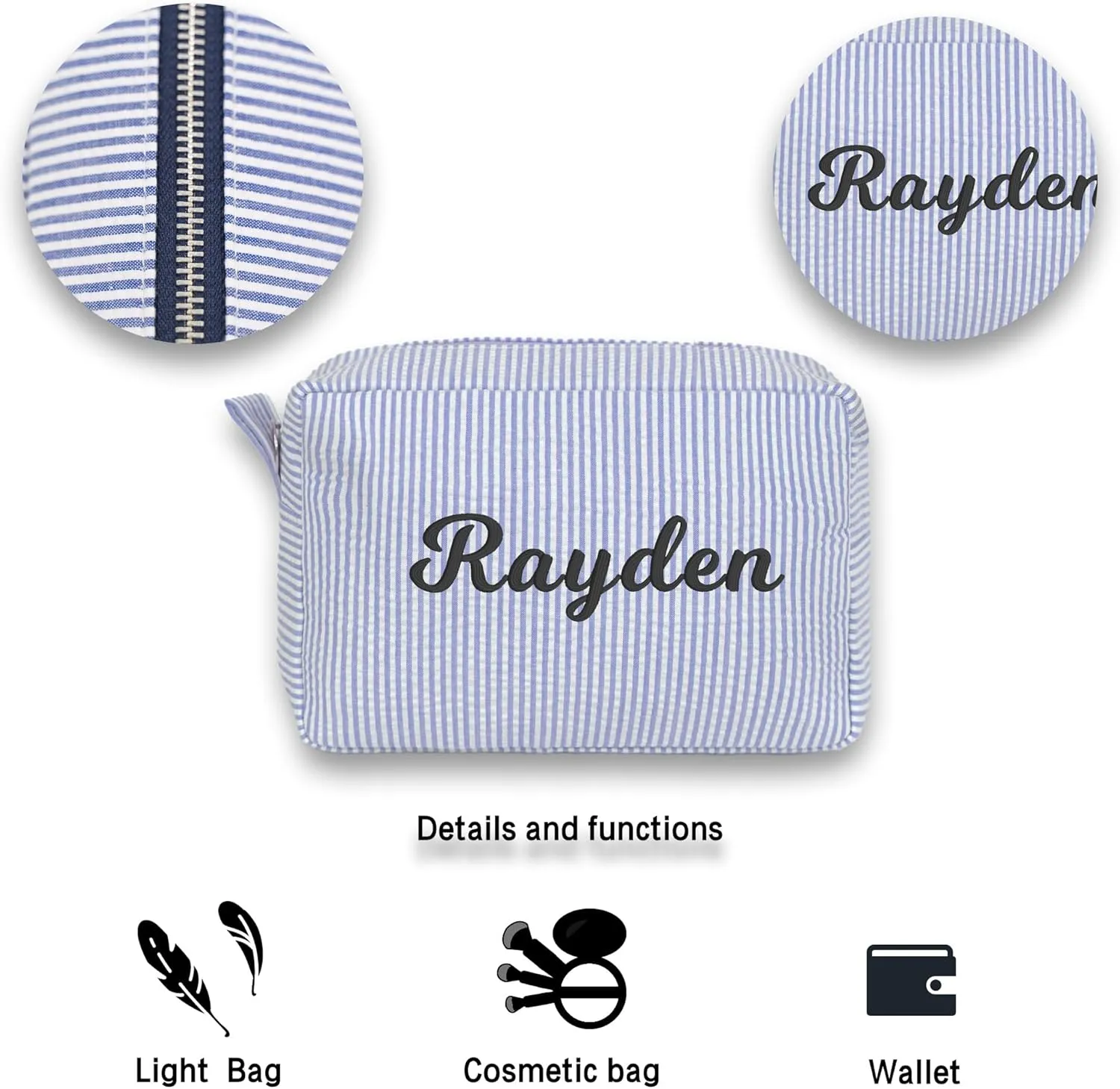 MT WORLD Personalized Kids Duffle Bag,Seersucker Travel Bag & Cosmetic Bag,Toddler Dance Bag, Seersucker Weekender Bag,Small Personal Items Bags