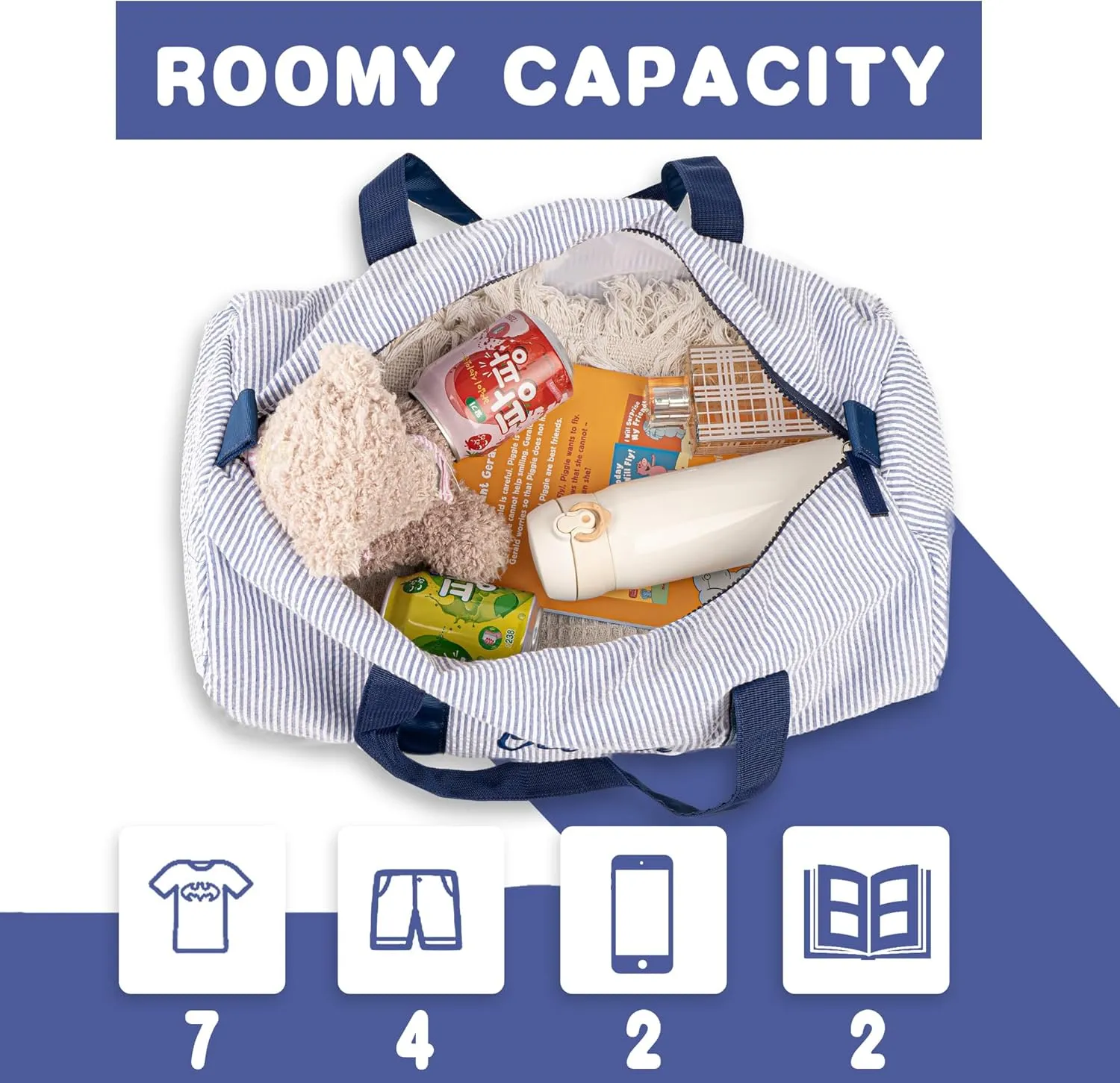 MT WORLD Personalized Kids Duffle Bag,Seersucker Travel Bag & Cosmetic Bag,Toddler Dance Bag, Seersucker Weekender Bag,Small Personal Items Bags