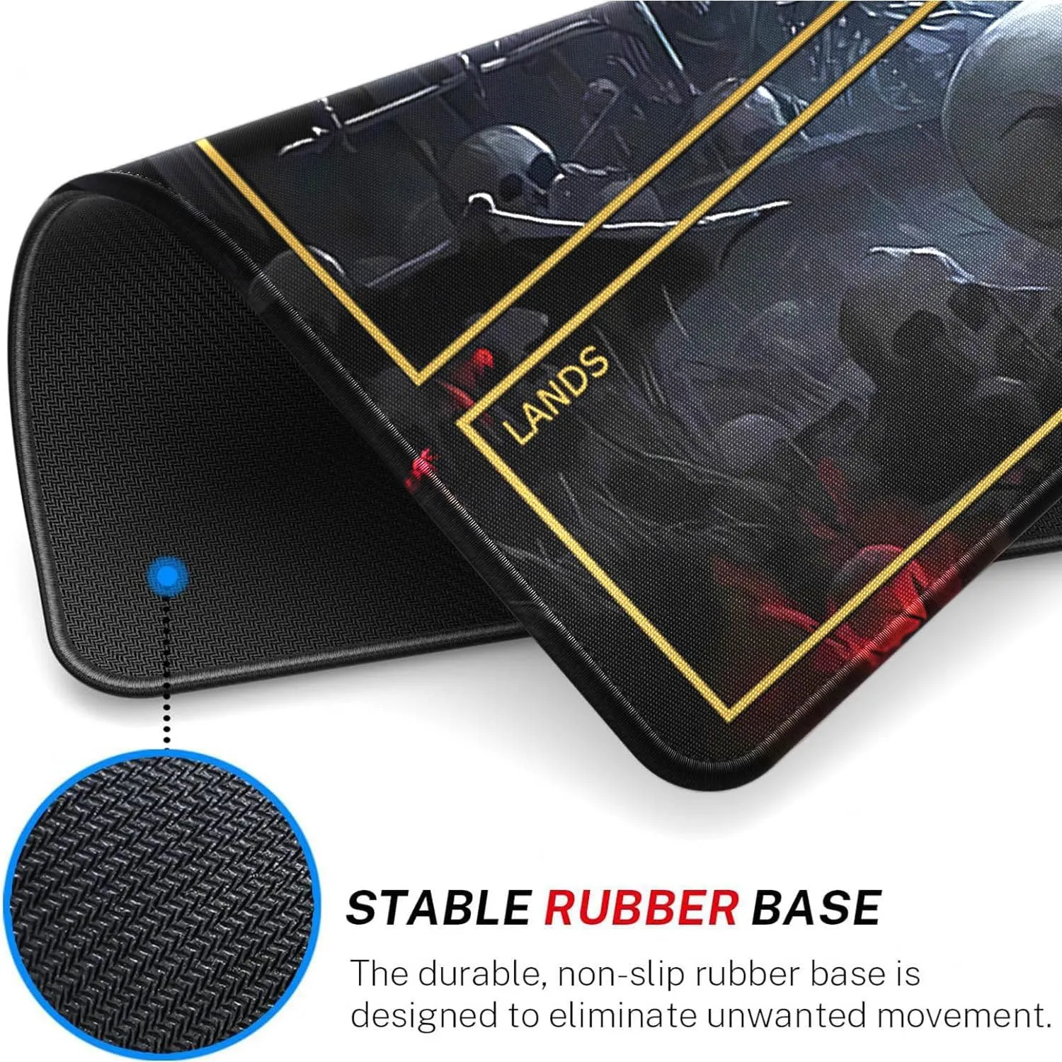 MTG Playmat Stitched Edges, MTG Mat with Zones 24 x 14 inches for MTG DTCG CCG RPG Trading Card Inked Skull Playmats Smooth Rubber Surface Battle Game
