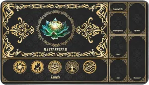 MTG Playmat with Magic Zones, 24x14in Playmat for Magic The Gathering, Commander Card Game Battles, Durable & Stain-Resistant Duel Mat for Beginners & Pros, Non-Slip, Soft Surface, Black