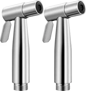 Mudder 2 Pieces Bidet Sprayer Head Stainless Steel Bidet Attachment for Toilet Handheld Cloth Bathroom Diaper Sprayer for Kitchen Adjustable Water Pressure Control