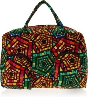 multi color Duffle Bag, hand made in Ghana 100% cotton with pockets perfect travel bag