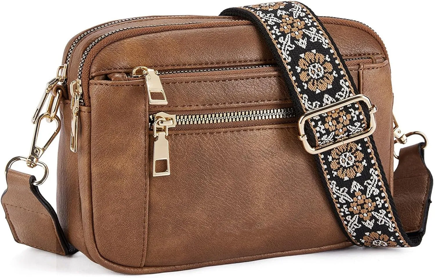 Multifunctional Zipper Crossbody Bag, Multi-Pocket Crossbody Bag for Women, Adjustable And Removable Shoulder Strap.