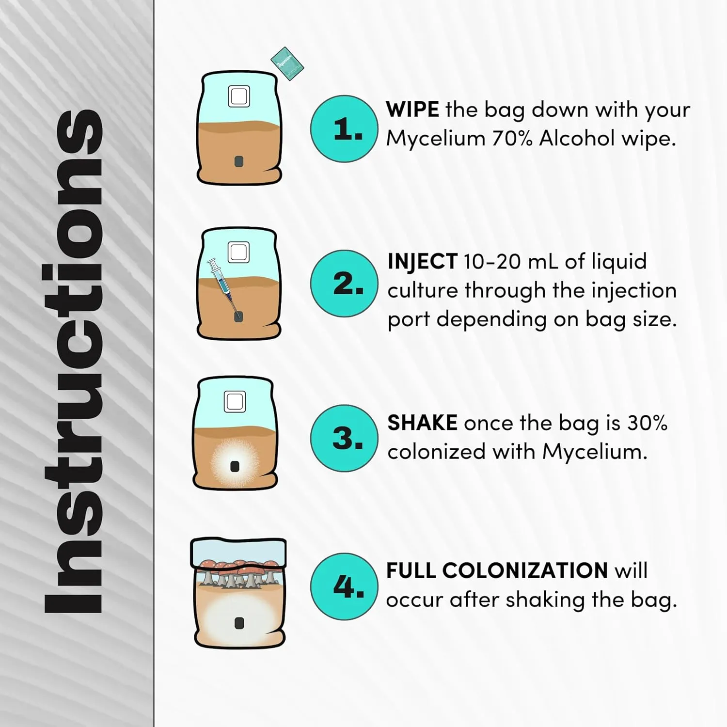 Mycelium Mushroom Growing Kit, King Oyster Gourmet I Oak & Soy Hull Substrate I High Yield Proprietary Mix I Sterile Grow Bag with 20ml Liquid Culture Syringe for Starter & Pro Home Growers, 8lbs