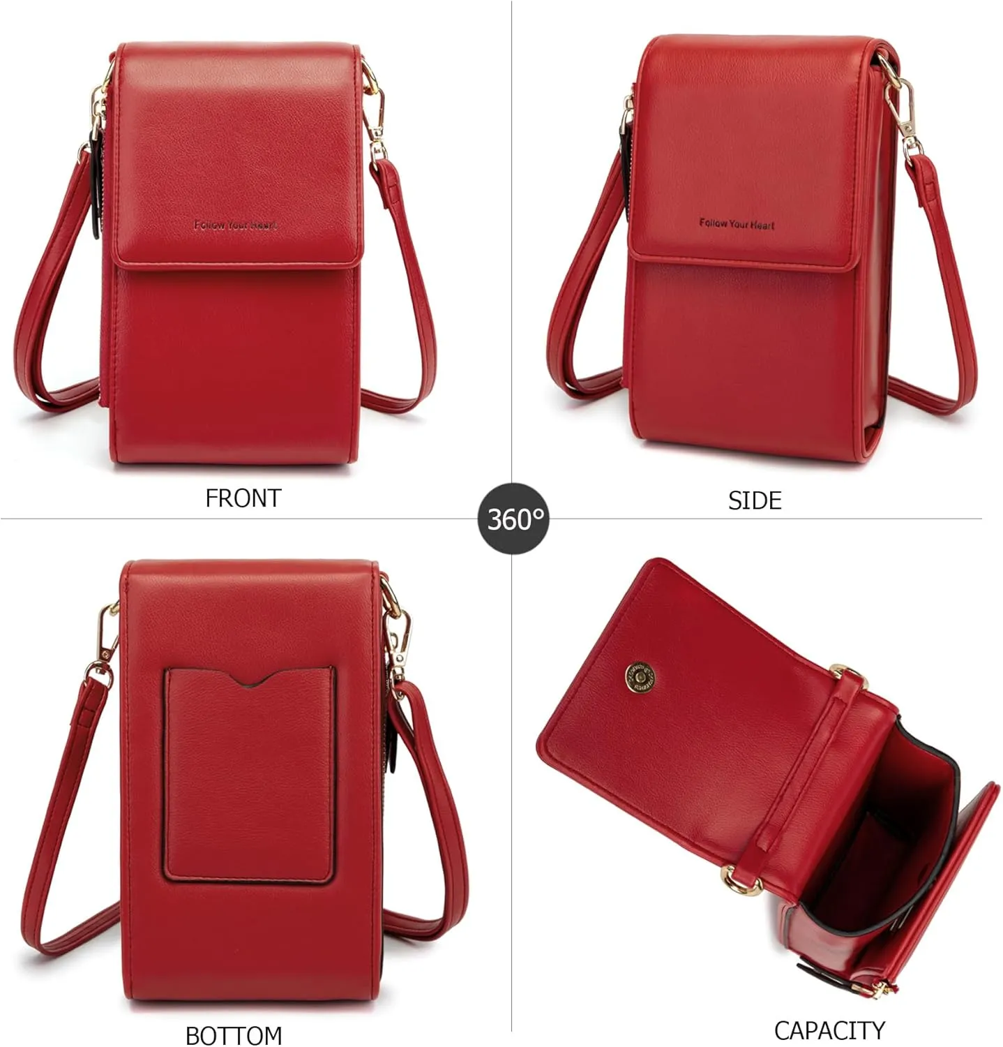 myfrdiay Roomy Pocket Small Crossbody Purse for Women, Flap Mini Shoulder Bag with 4 Credit Slots