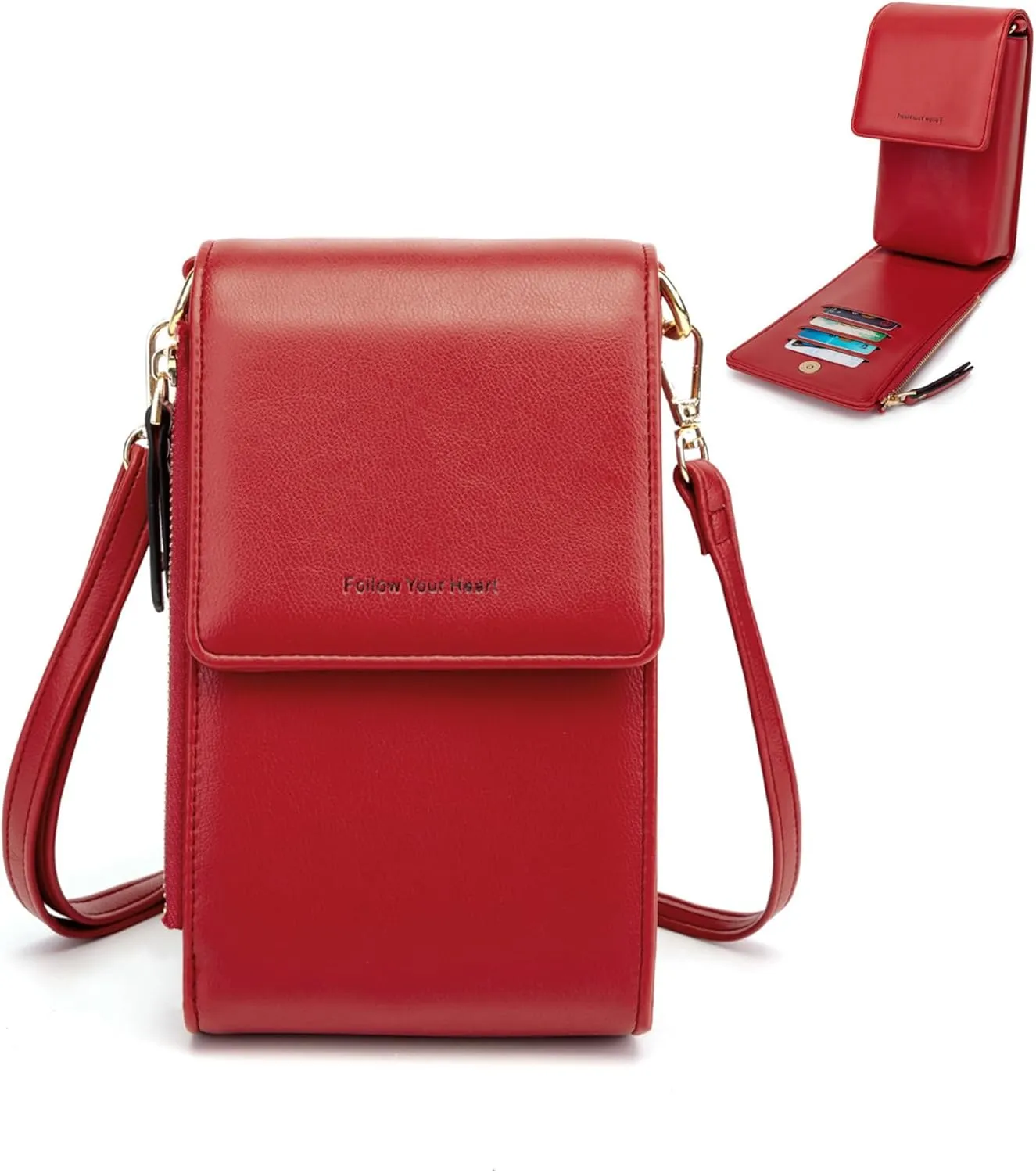 myfrdiay Roomy Pocket Small Crossbody Purse for Women, Flap Mini Shoulder Bag with 4 Credit Slots