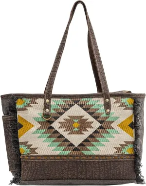 Myra Bag Western Leather Shoulder Bag for Women - Upcycled Canvas Handbag Cottonee
