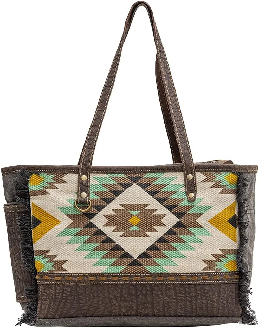 Myra Bag Western Leather Shoulder Bag for Women - Upcycled Canvas Handbag Cottonee