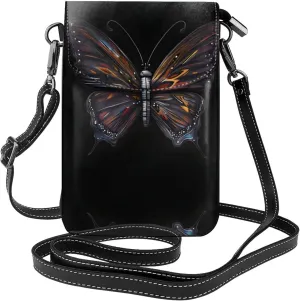 Mystery Butterfly Prints Leather Crossbody Flap Phone Bag - Versatile Gift for Women Walking, Camping, Shopping, and Travel