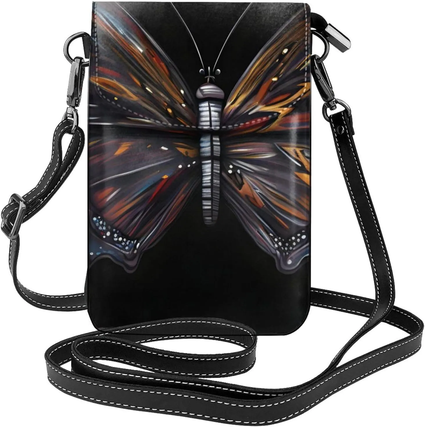 Mystery Butterfly Women'S Crossbody Bag, Zipper Phone Wallet, Cute Purse, Shoulder Bag, Detachable Shoulder Strap