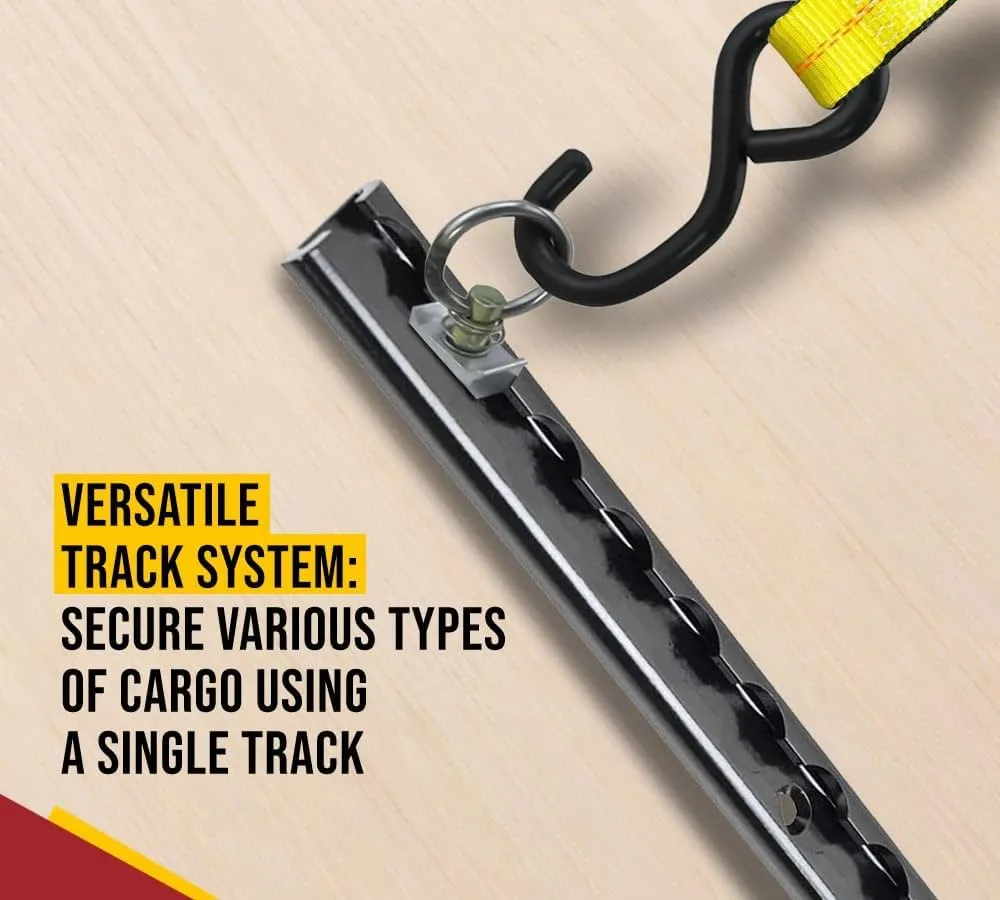 Mytee Products 4 Pack Heavy Duty Aluminum 6ft L-Track Trailer Tie Down Rail for Enclosed, Utility Trailers, Cargo Vans, Truck Beds, Securing Motorcycles, ATVs, Dirt Bikes - 2,225 lbs BS - Black