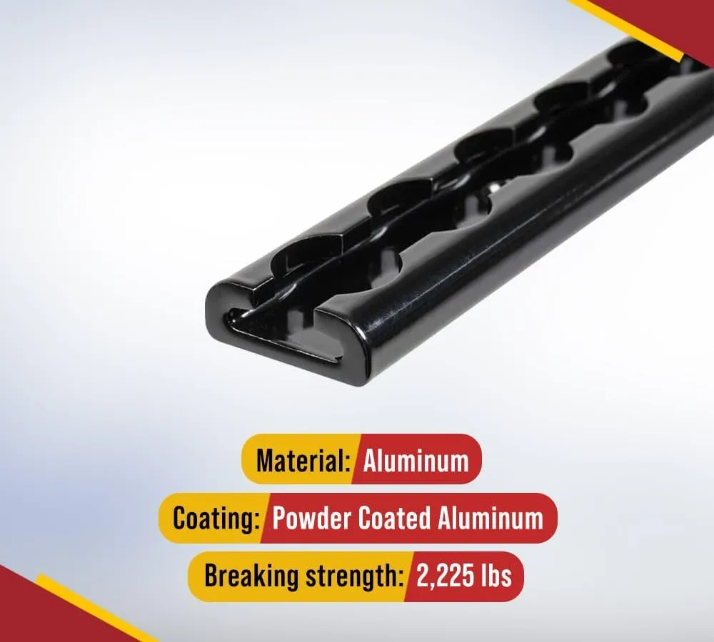 Mytee Products 4 Pack Heavy Duty Aluminum 6ft L-Track Trailer Tie Down Rail for Enclosed, Utility Trailers, Cargo Vans, Truck Beds, Securing Motorcycles, ATVs, Dirt Bikes - 2,225 lbs BS - Black