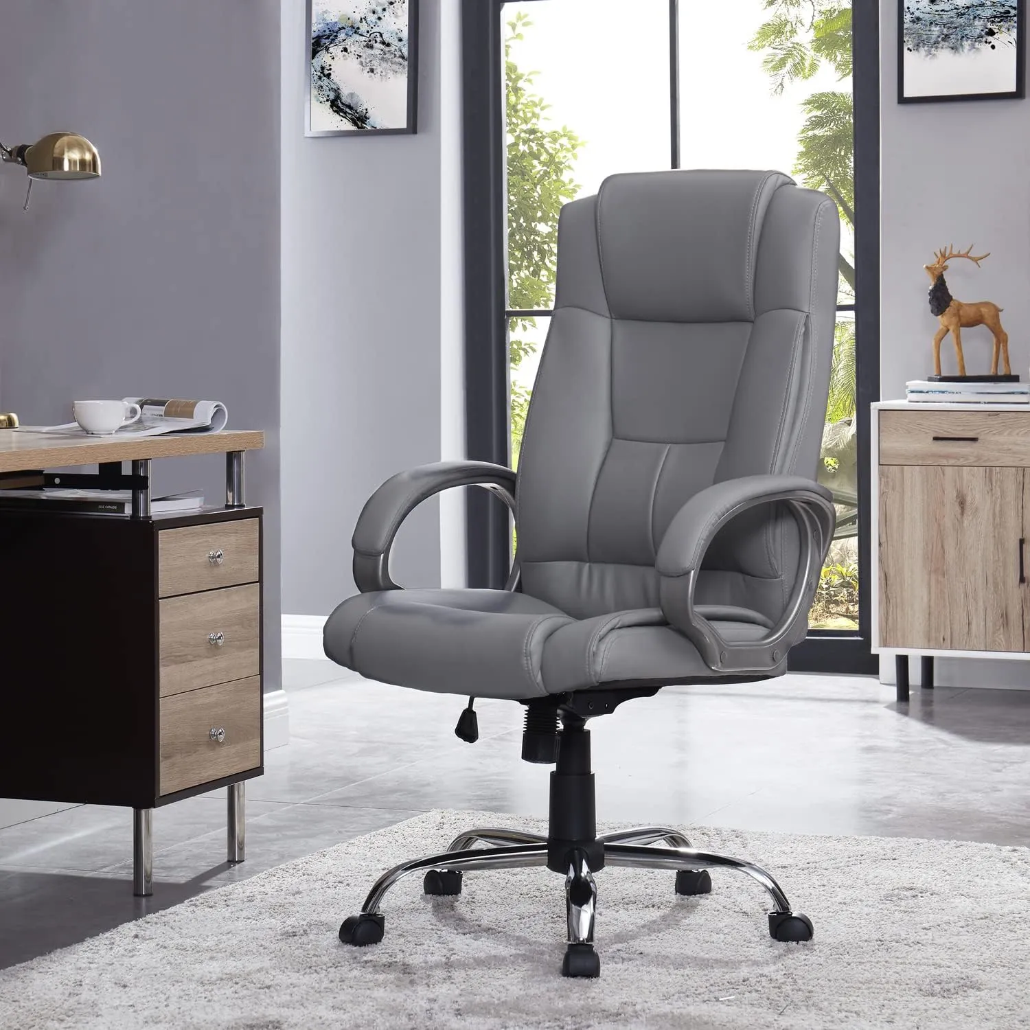 Naomi Home Tessa High-Back Executive Office Chair Gray