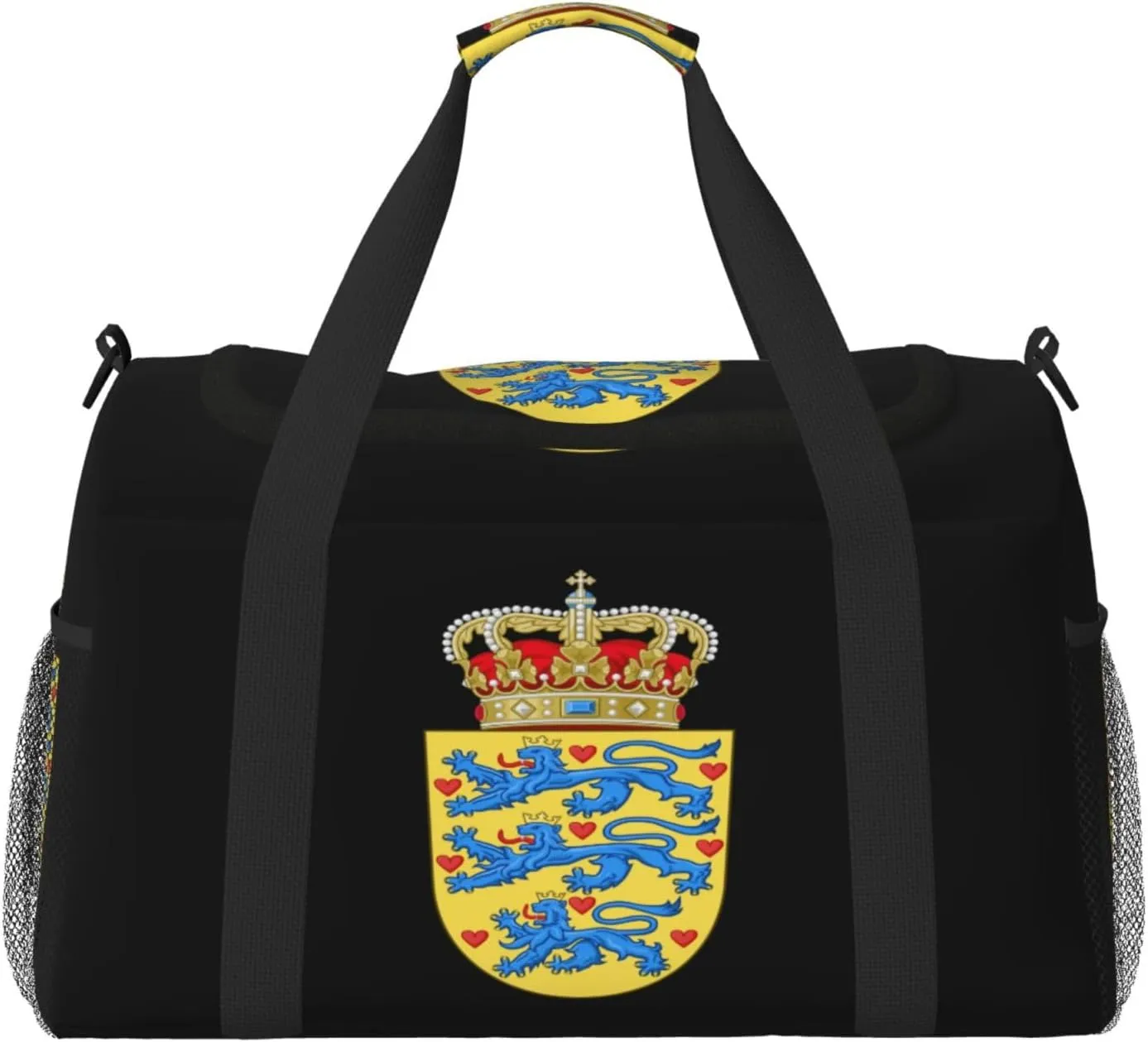 National Emblem Of Danish Travel Duffel Bag Large Foldable Waterproof Overnight Bag For Beach Swim Bags Pool Sports Gym