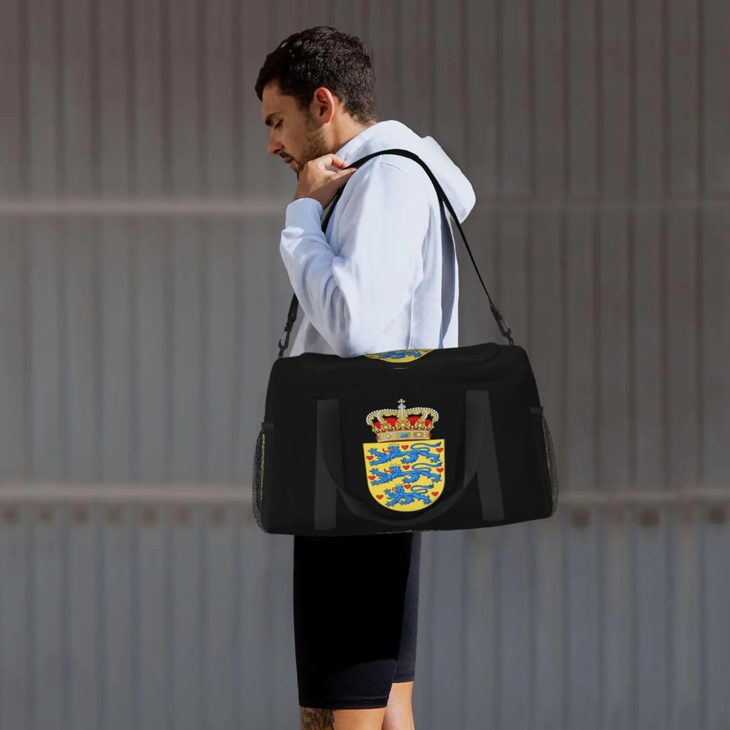 National Emblem Of Danish Travel Duffel Bag Large Foldable Waterproof Overnight Bag For Beach Swim Bags Pool Sports Gym