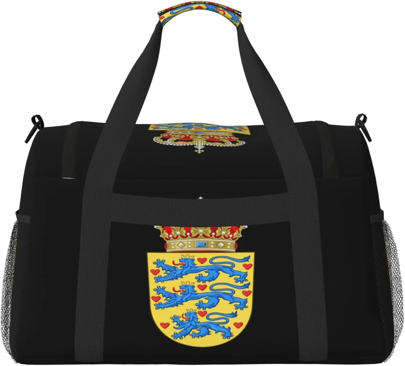 National Emblem Of Danish Travel Duffel Bag Large Foldable Waterproof Overnight Bag For Beach Swim Bags Pool Sports Gym