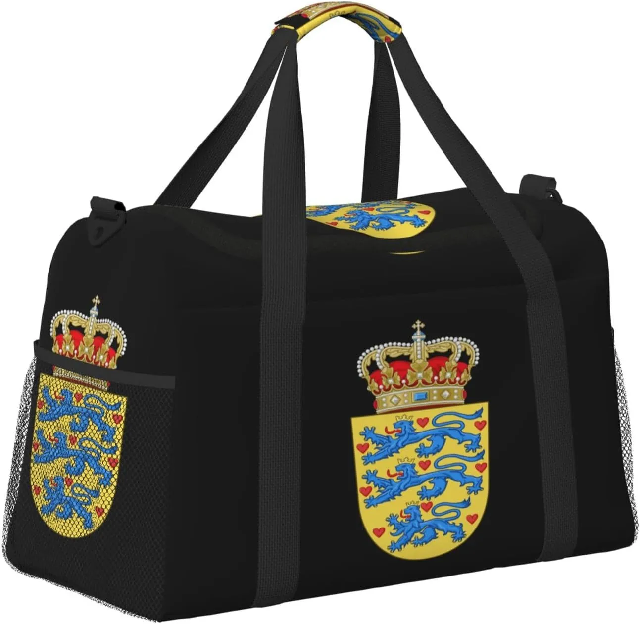 National Emblem Of Danish Travel Duffel Bag Large Foldable Waterproof Overnight Bag For Beach Swim Bags Pool Sports Gym