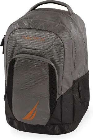 NAUTICA Sail Laptop Backpack, Grey/Orange, One Size