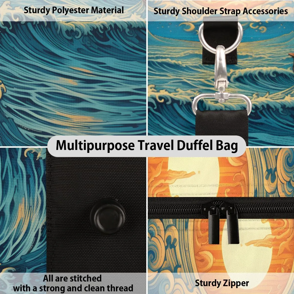 Nautical Sailboat Travel Duffle Bag for Women Men Gym Duffel Foldable Bag Waterproof Weekender Marine Ship Duffle Tote