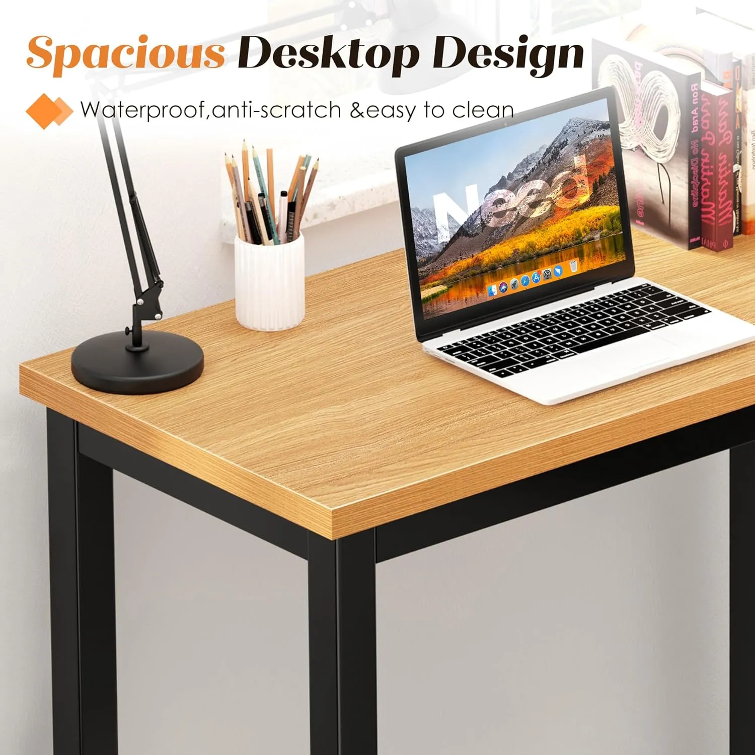 Need home office desk, 31inch, Teak & Black Frame