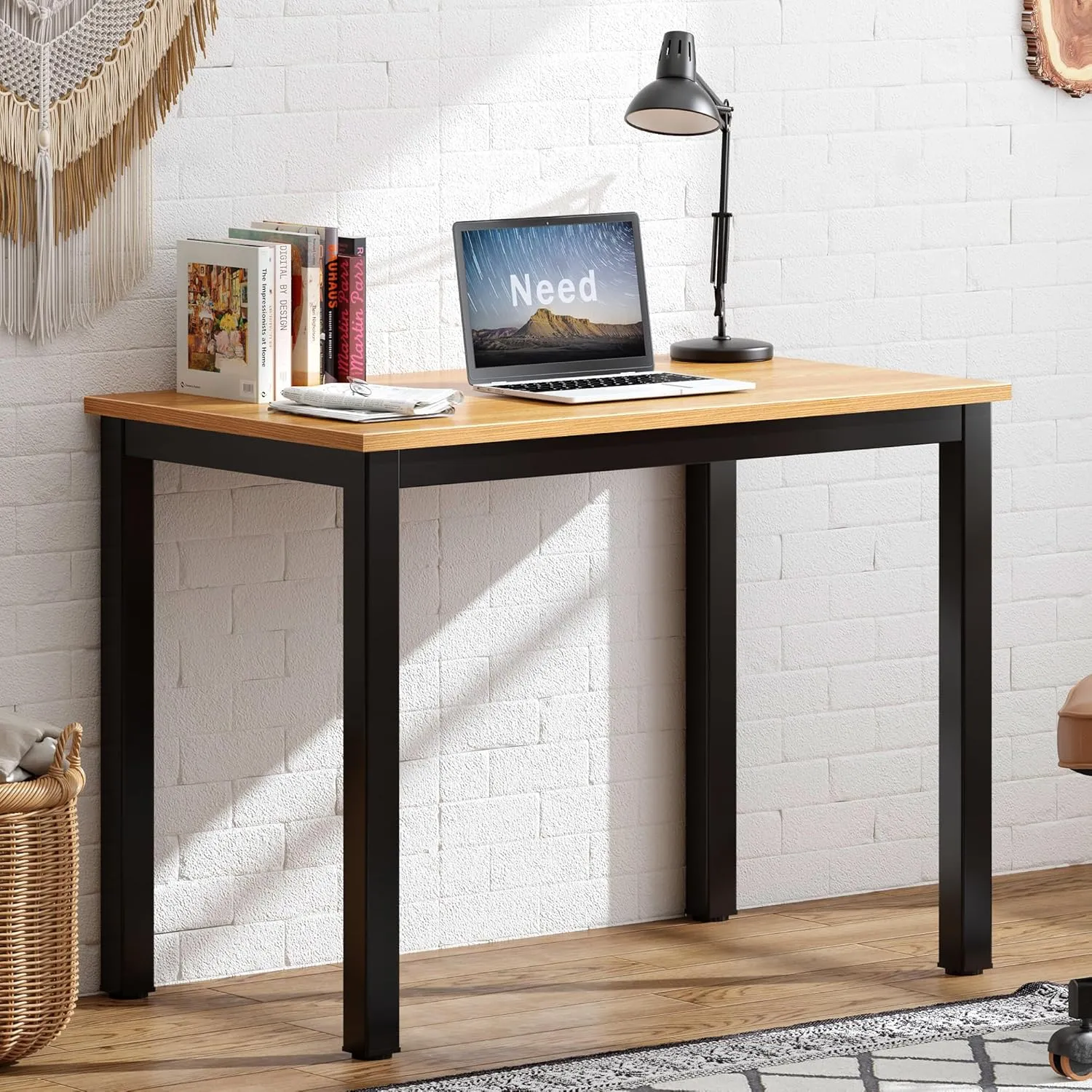 Need home office desk, 31inch, Teak & Black Frame