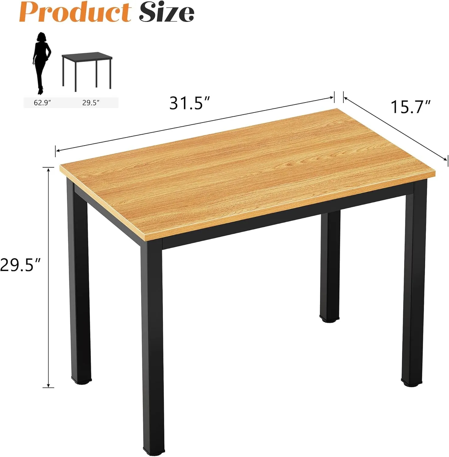 Need home office desk, 31inch, Teak & Black Frame