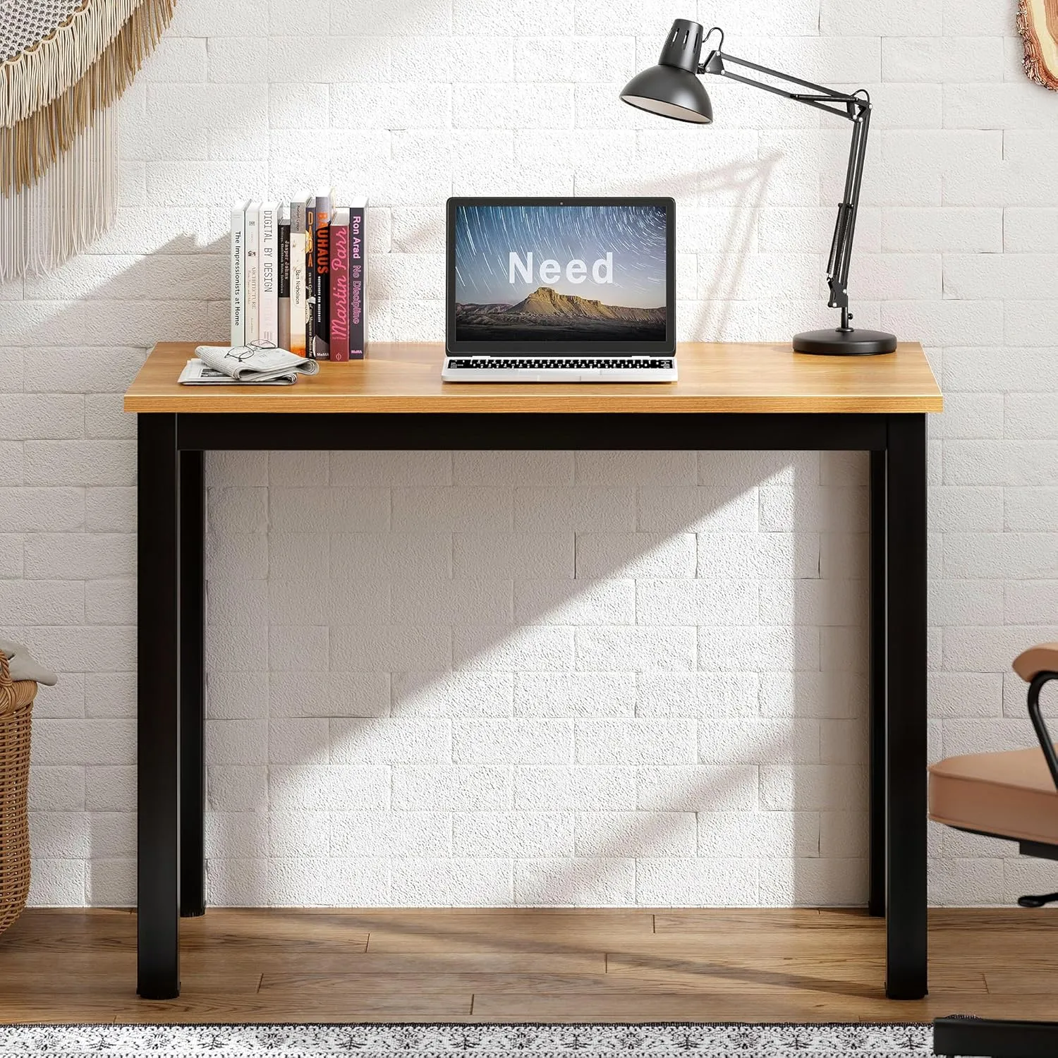 Need home office desk, 31inch, Teak & Black Frame