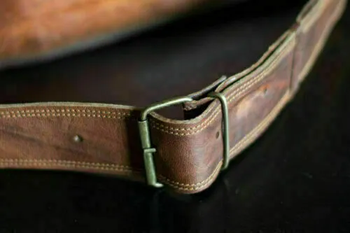 New LARGE 18" Men's Messenger Real Vintage Leather L Shoulder Satchel Laptop Bag / Size - 16 x 12 x 5 inches