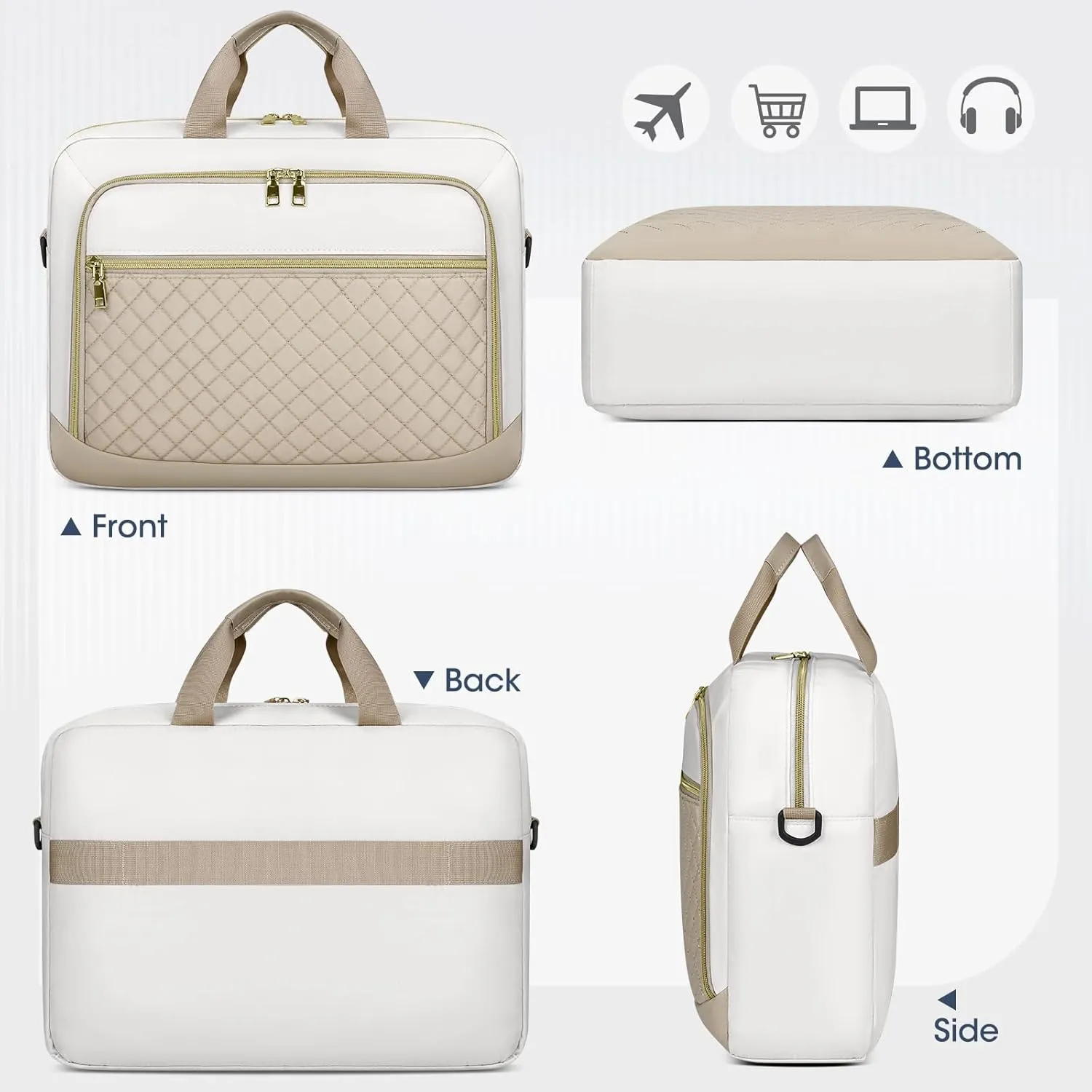 NEWHEY Laptop Bag 17.3 Inch Laptop Briefcase for Women Men Waterproof Shoulder Messenger Bag Large Computer Bag for Business Office Work College, Khaki&Beige