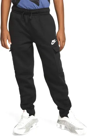 Nike Boy's NSW Club Cargo Pants (Big Kids) Black/Black/White XL (18-20 Big Kid)
