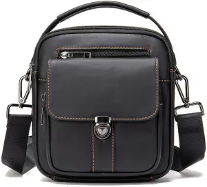 NIUCUNZH Man Purses and Bags Small, Mini Genuine Leather Messenger and Shoulder Bag for Men with lots of Zipper Pockets