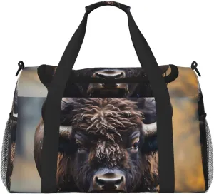 North American Bison Hand Travel Bag.Fashionable Design, Large Storage Capacity, Suitable For Business Trips And Short Trips.