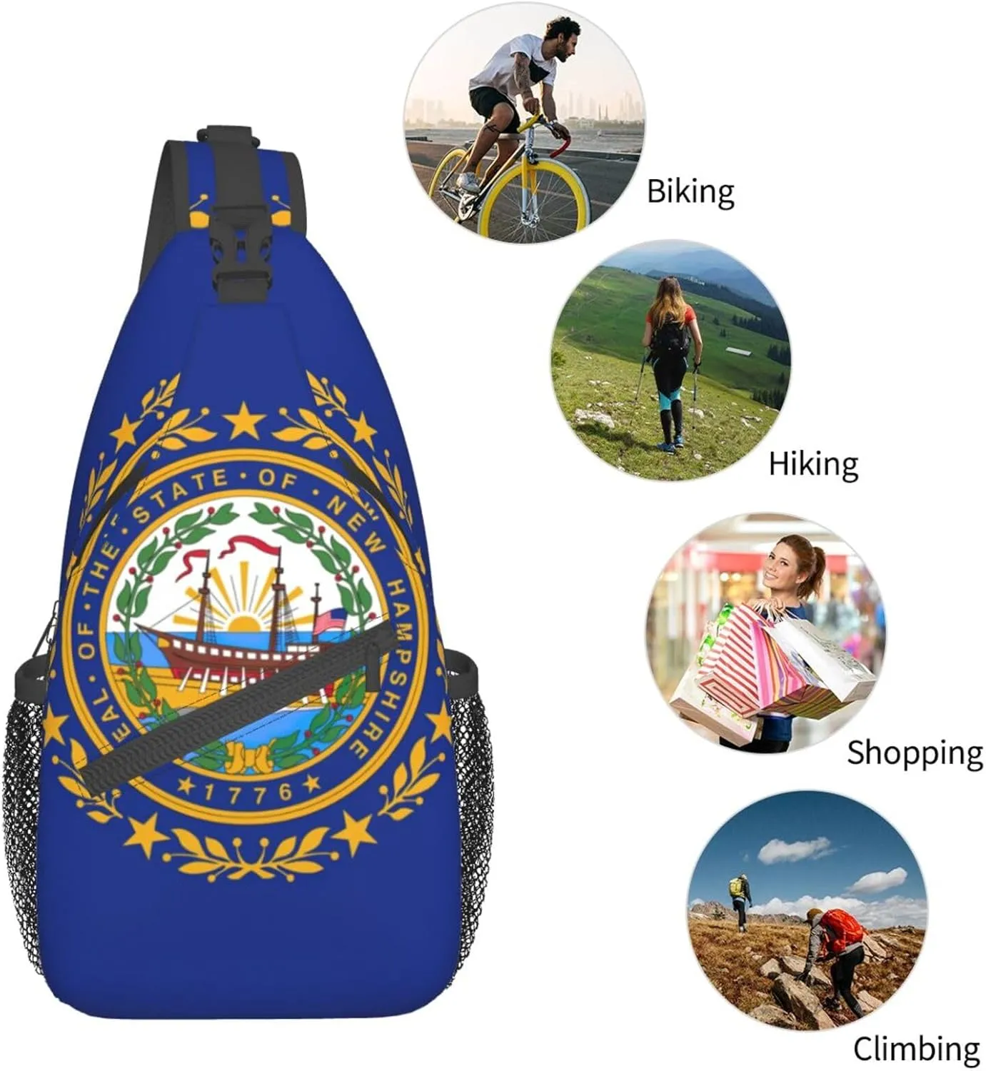 North Carolina State Flag Print Small Backpack Sling Bag For Women Men, Chest Bag Daypack Crossbody For Travel Sport