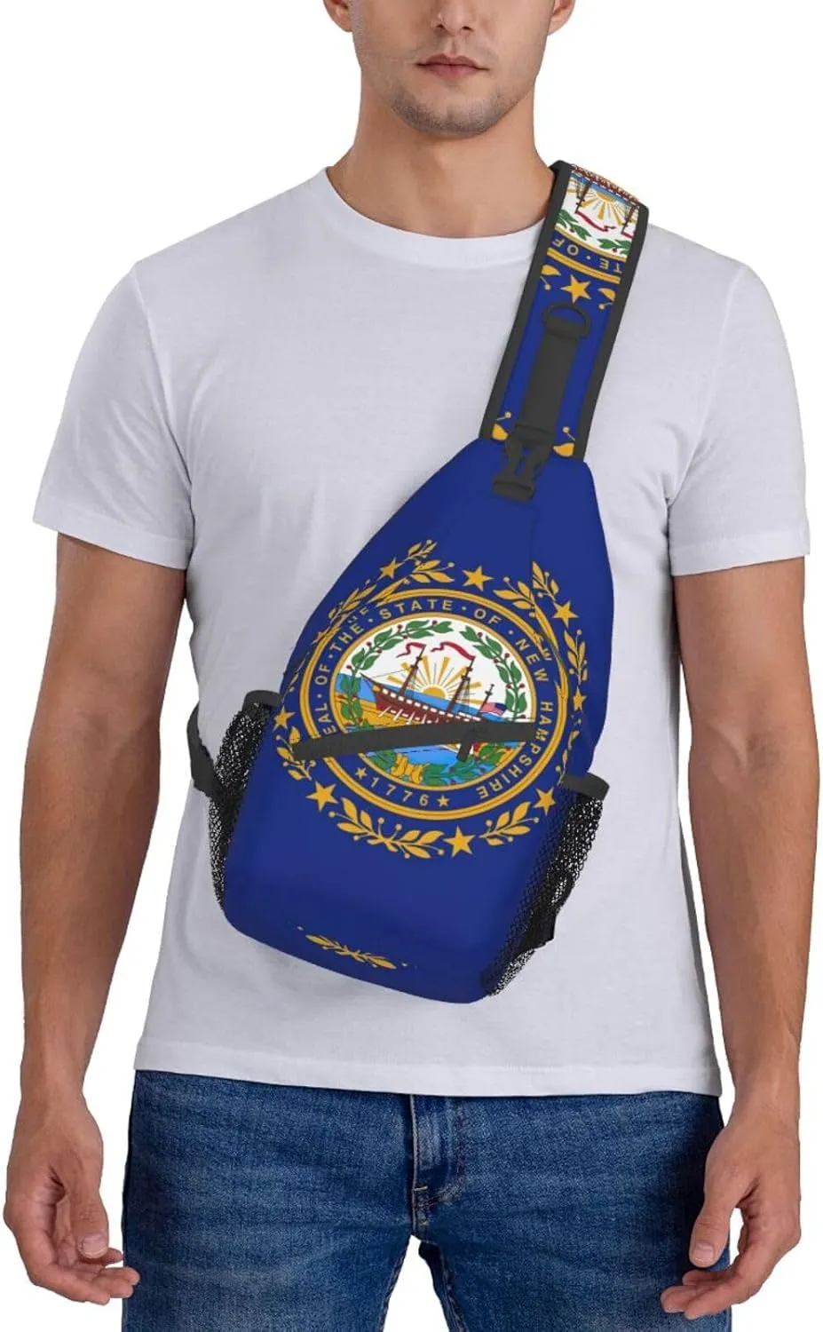 North Carolina State Flag Print Small Backpack Sling Bag For Women Men, Chest Bag Daypack Crossbody For Travel Sport