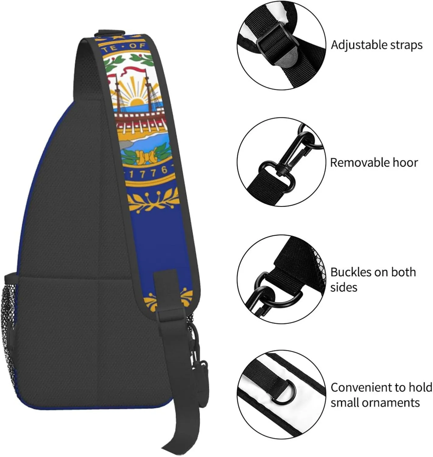North Carolina State Flag Print Small Backpack Sling Bag For Women Men, Chest Bag Daypack Crossbody For Travel Sport