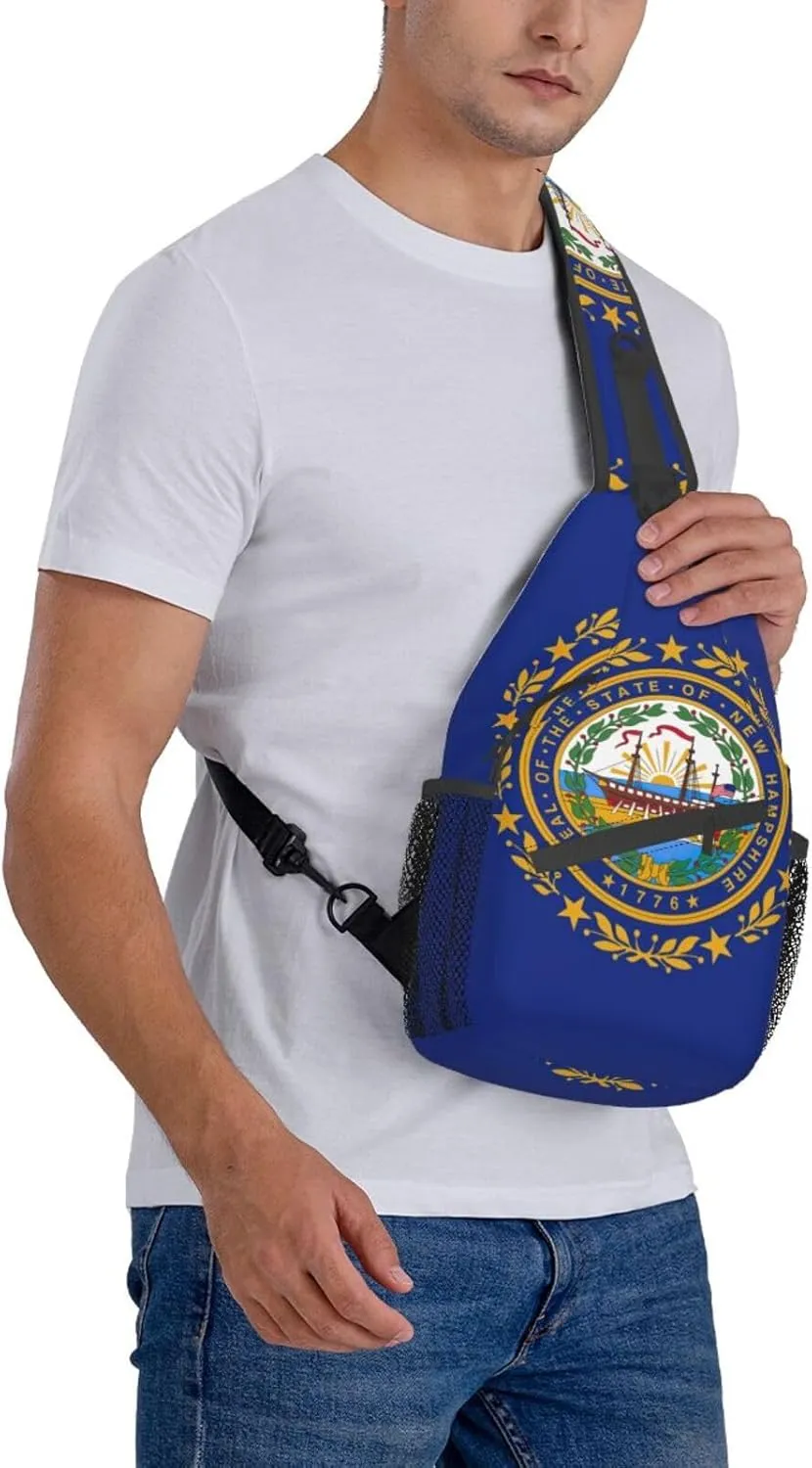 North Carolina State Flag Print Small Backpack Sling Bag For Women Men, Chest Bag Daypack Crossbody For Travel Sport