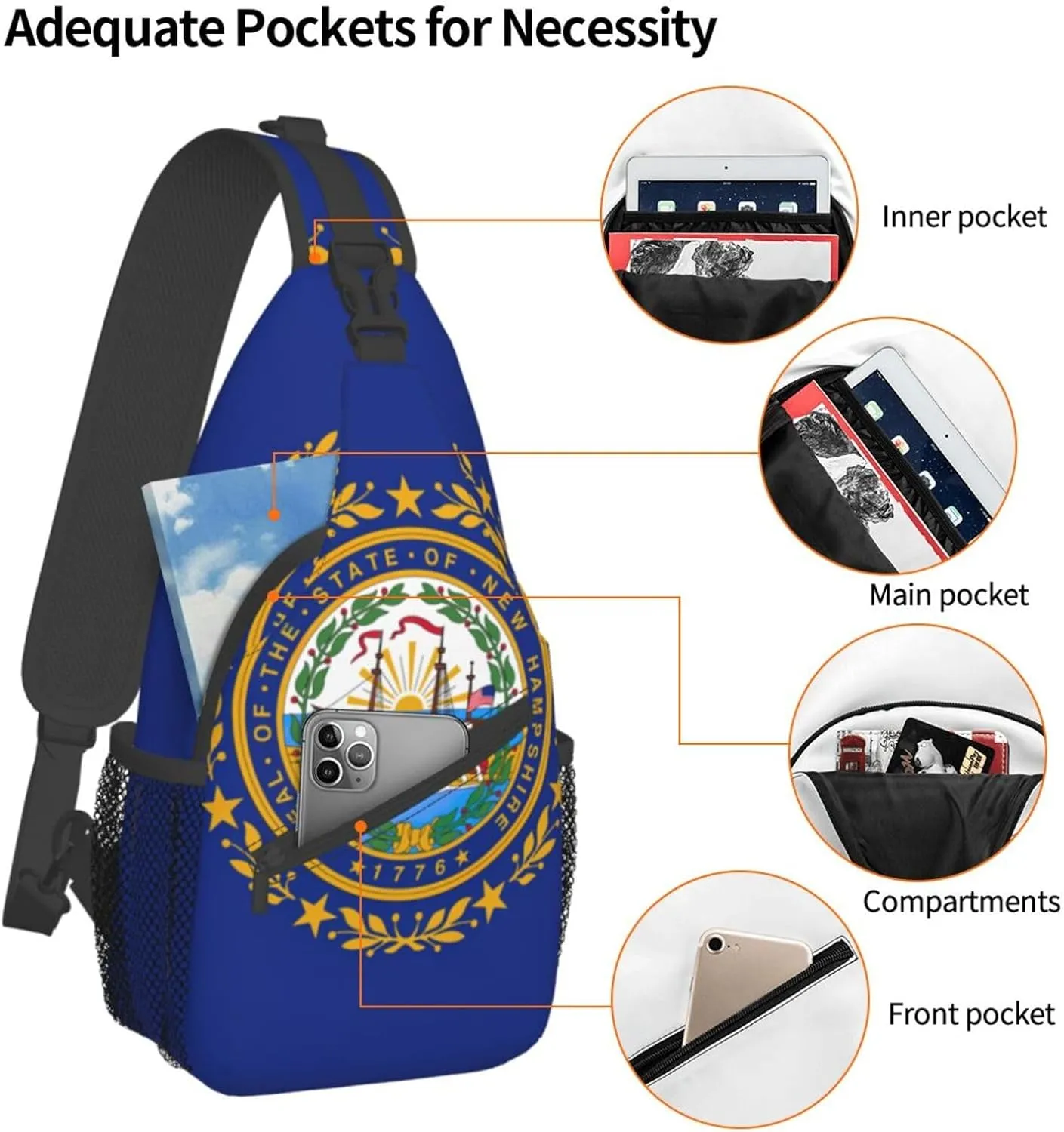 North Carolina State Flag Print Small Backpack Sling Bag For Women Men, Chest Bag Daypack Crossbody For Travel Sport